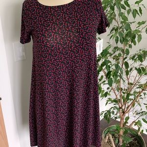 LuLaRoe Carly dress xsmall black 80s pattern confetti nwt